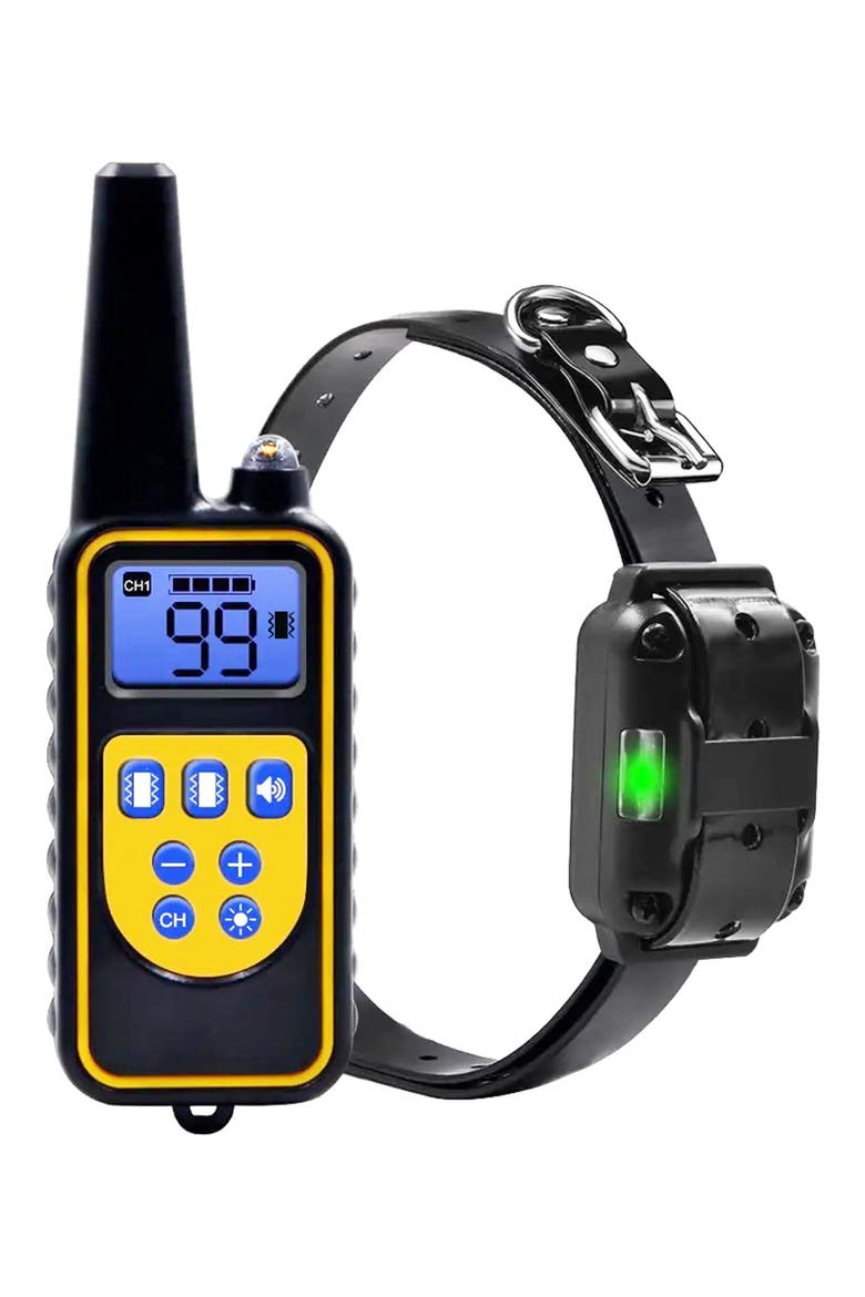 Barkshield LED 1-to-3 Dog 900-Yard Range 7-Level Vibration and Sound Training Dog Collar, Main, color, ORANGE/ BLACK