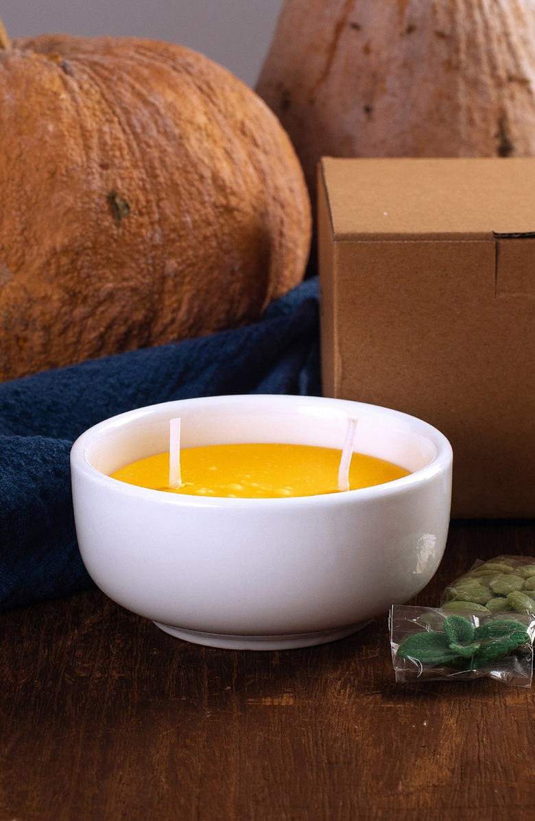 Southlake gifts Pumpkin Soup Bowl Scented Candle, Alternate, color, Yellow / Orange