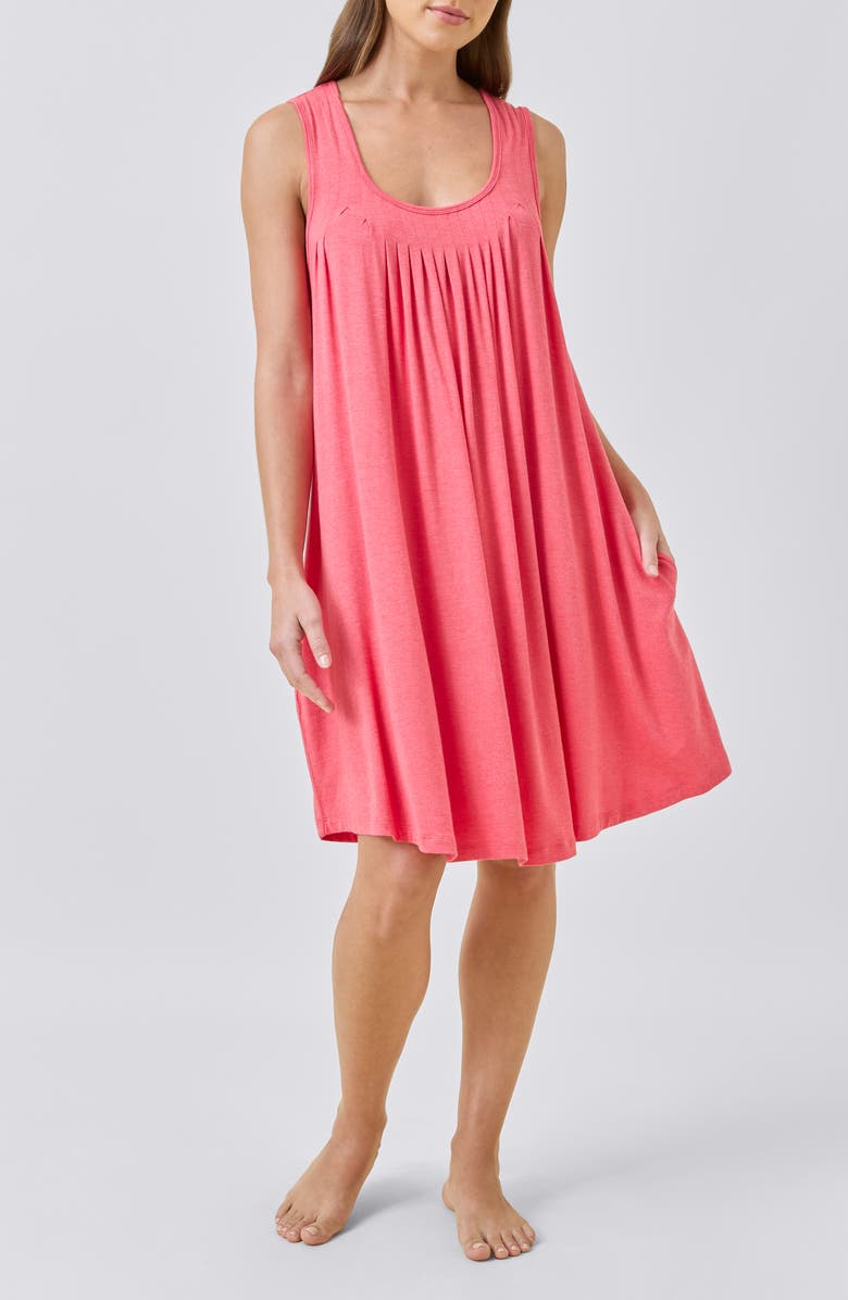 Papinelle Kate Pleated Nightgown, Alternate, color, Geranium