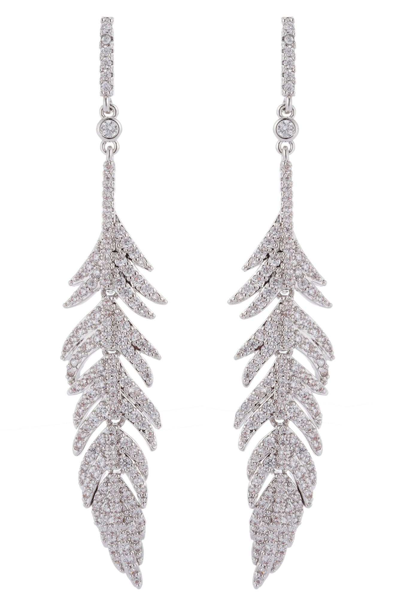 EYE CANDY LOS ANGELES The Luxe Collection Silver Leaf Drop Earrings
