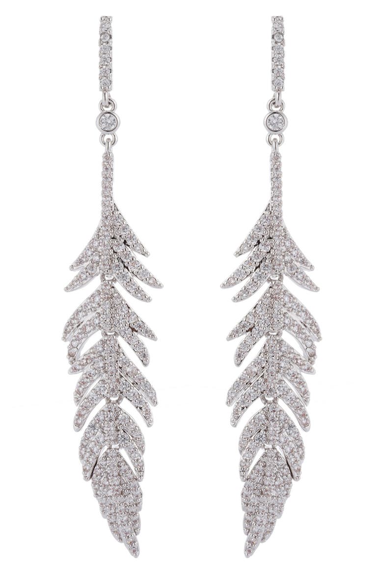 The Luxe Collection Silver Leaf Drop Earrings, Main, color, SILVER