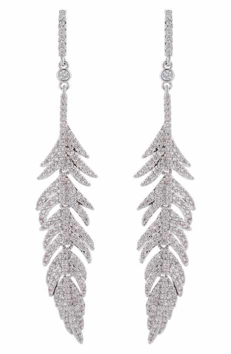 EYE CANDY LOS ANGELES The Luxe Collection Silver Leaf Drop Earrings