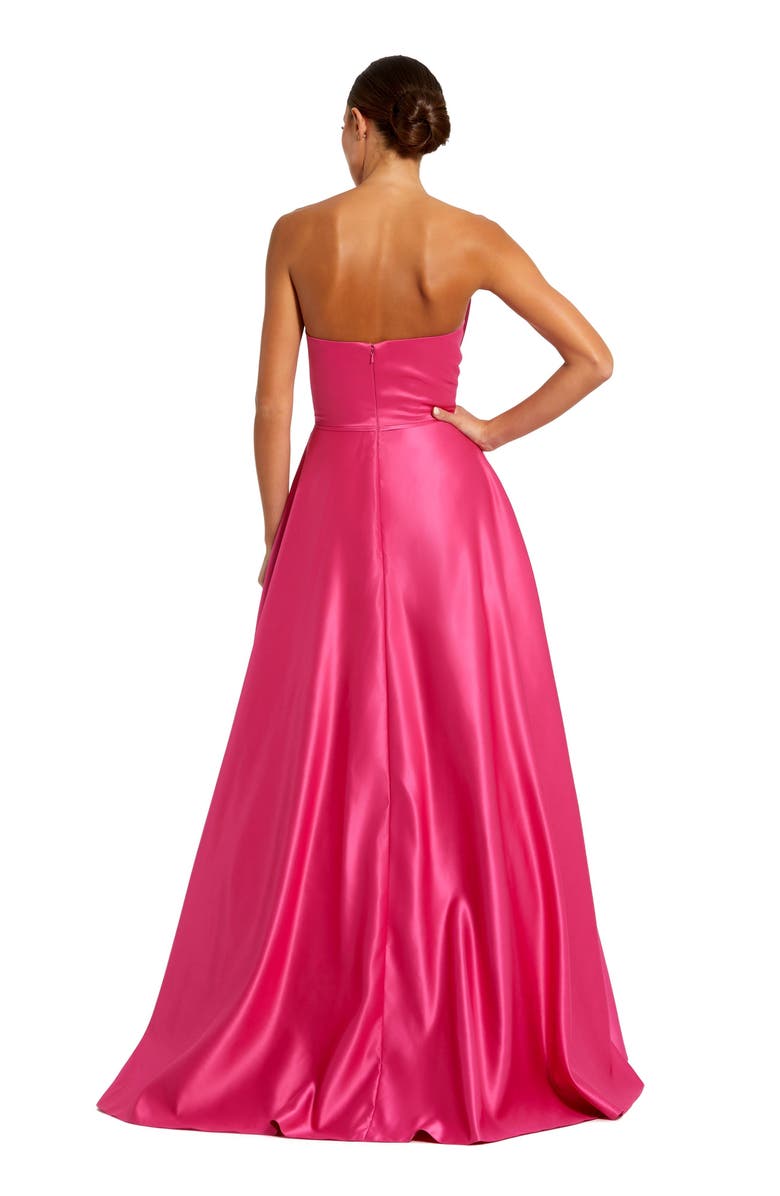 Mac Duggal Strapless A-Line Bow Ballgown, Alternate, color, Hot Pink