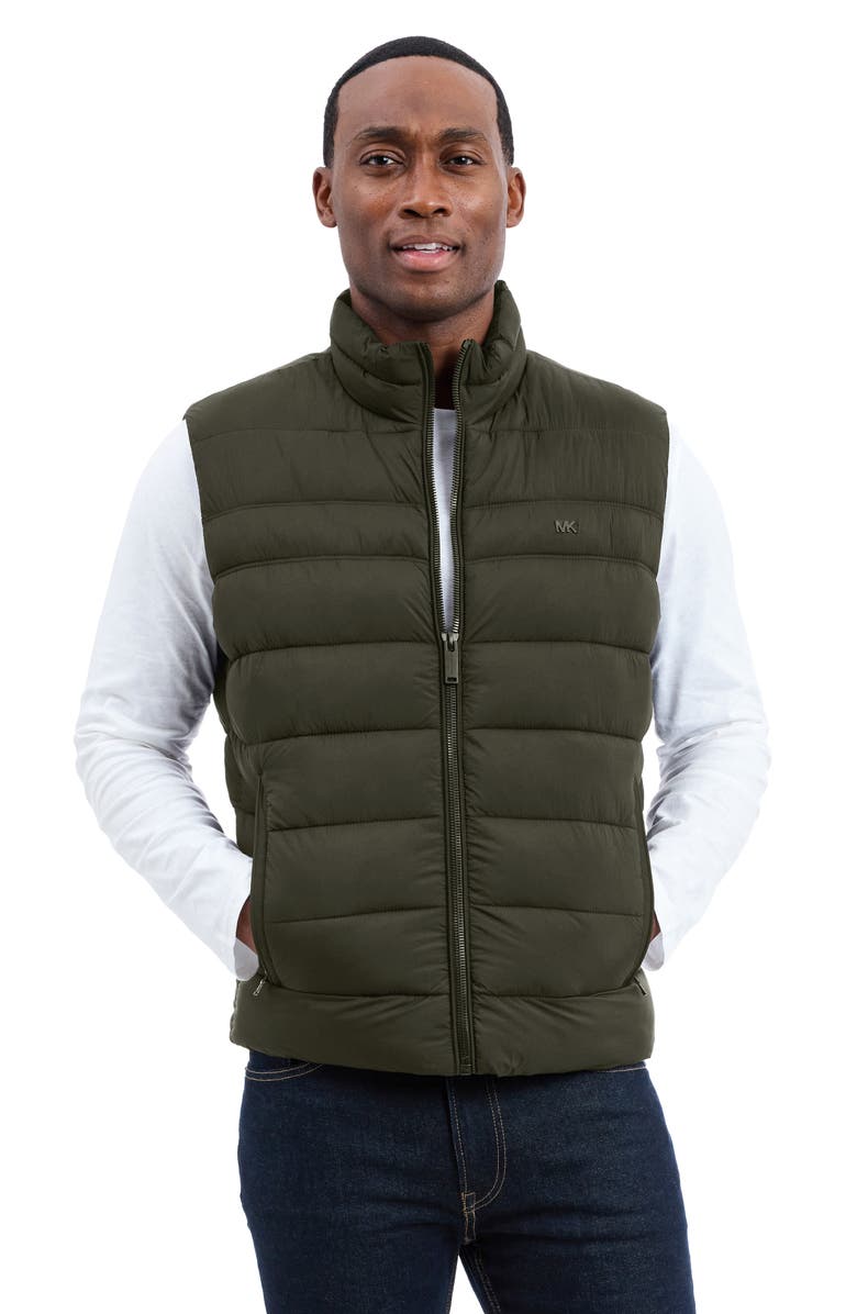Michael Kors Glendale Water Resistant Puffer Vest, Alternate, color, Olive