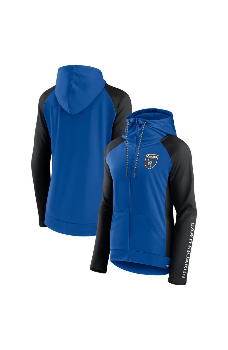 FANATICS Women's Fanatics Branded Blue/Black San Jose Earthquakes Iconic Raglan Full-Zip Hoodie, Main, color, Blue