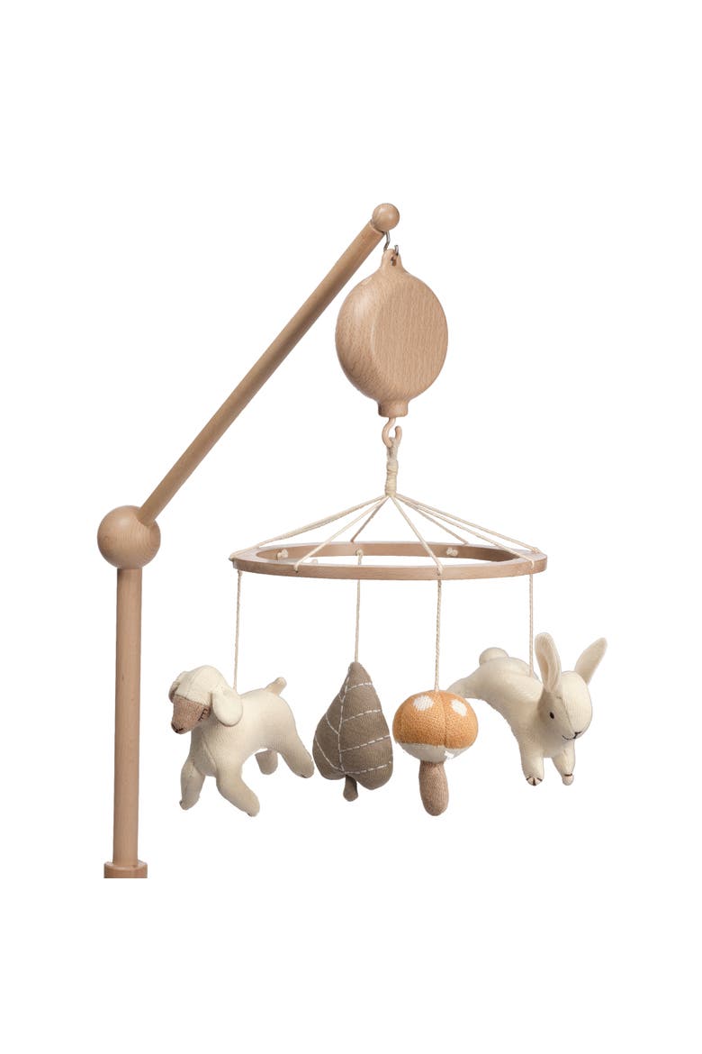 Organic Meadow Wood Musical Baby Crib Mobile Soother Toy/Decor, Main, color, Cream