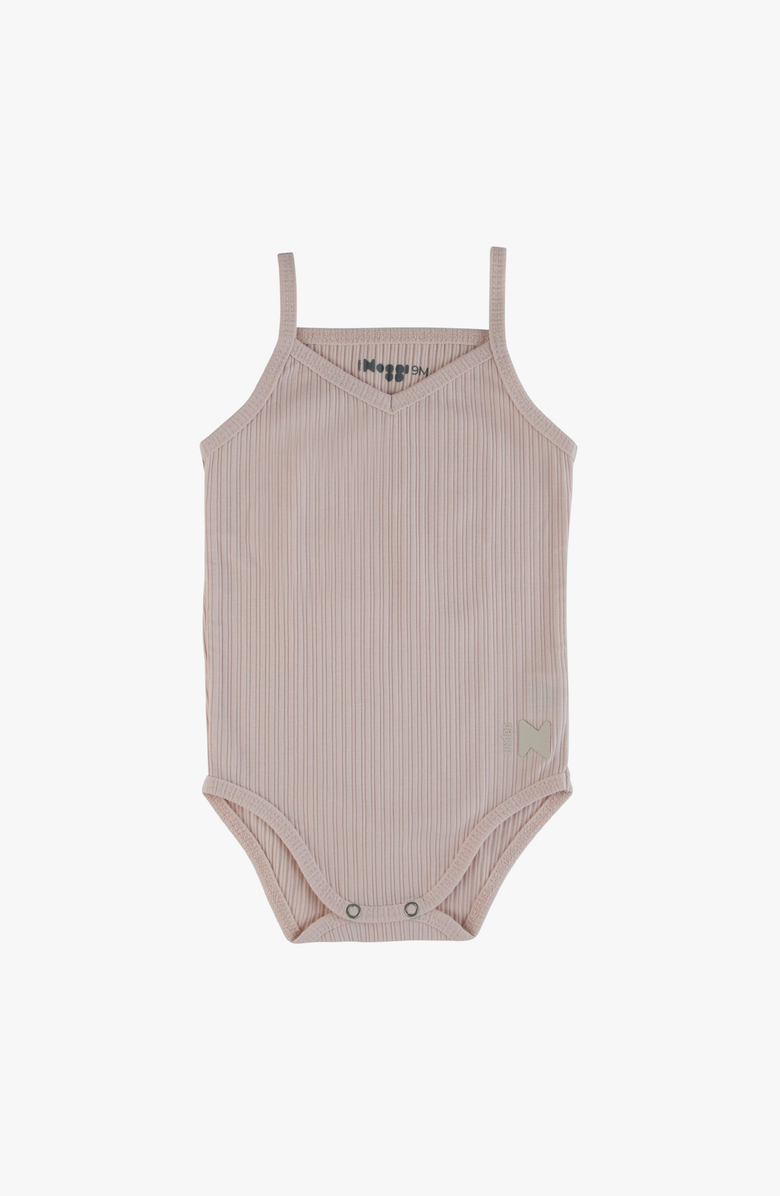 NoggiWear Ribbed Girls Bodysuit, Alternate, color, Mauve / White