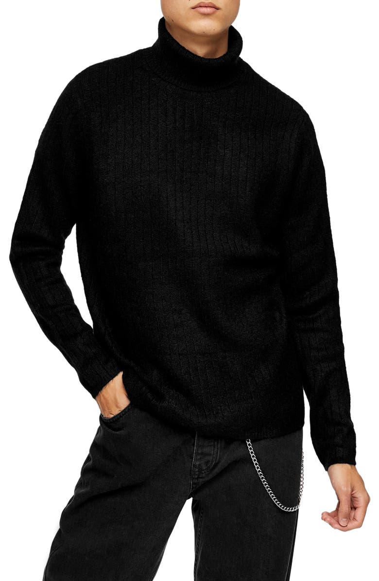 Topman Harlow Ribbed Turtleneck Sweater, Main, color, 