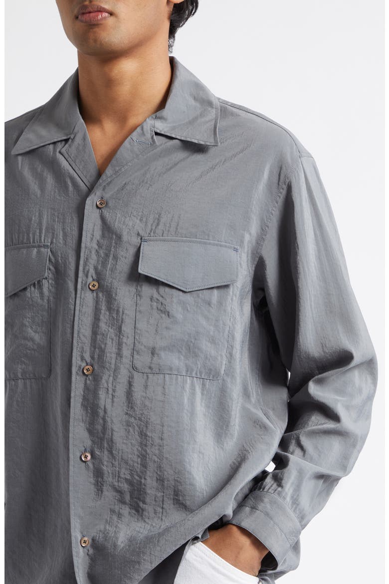 Dry Silk Blend Button-Up Shirt, Alternate, color, ALUMINIUM