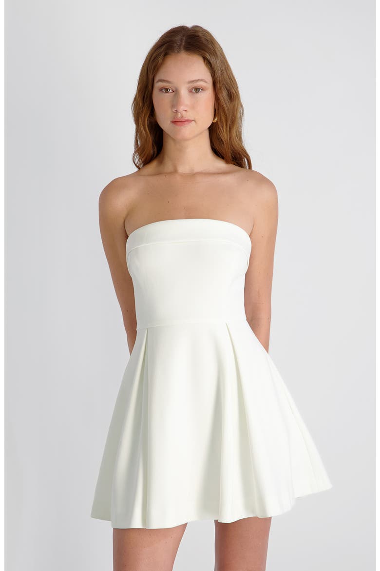 Whisper Foldover Pleated Strapless Minidress, Alternate, color, SUMMER WHITE