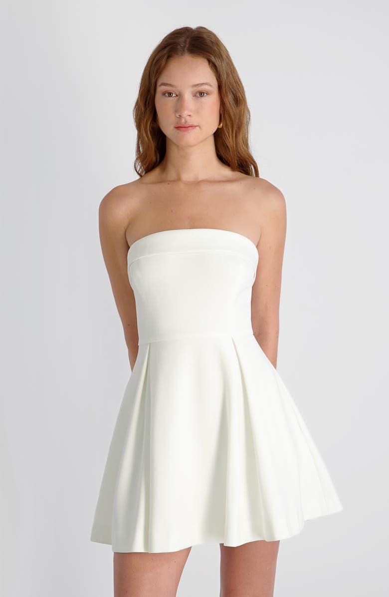 French Connection Whisper Foldover Pleated Strapless Minidress, Alternate, color, Summer White