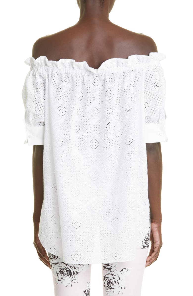 Adam Lippes Eyelet Detail Off the Shoulder Cotton Blouse, Alternate, color, 