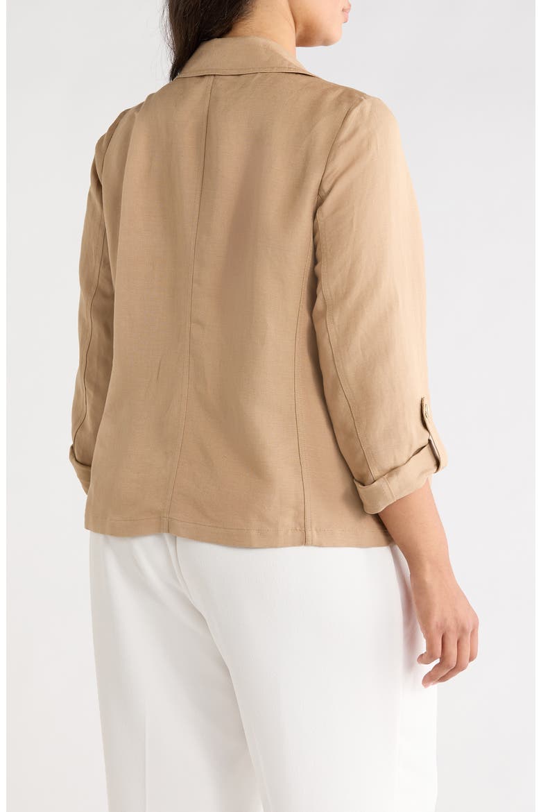 Seamed Open Front Linen Blend Jacket, Alternate, color, TOASTED WHEAT