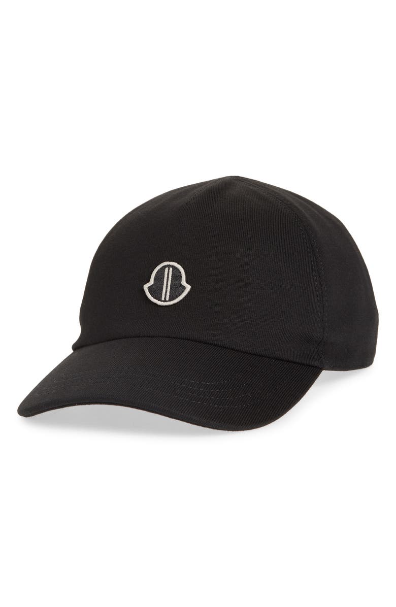 Moncler x Rick Owens Logo Patch Baseball Cap, Main, color, Black