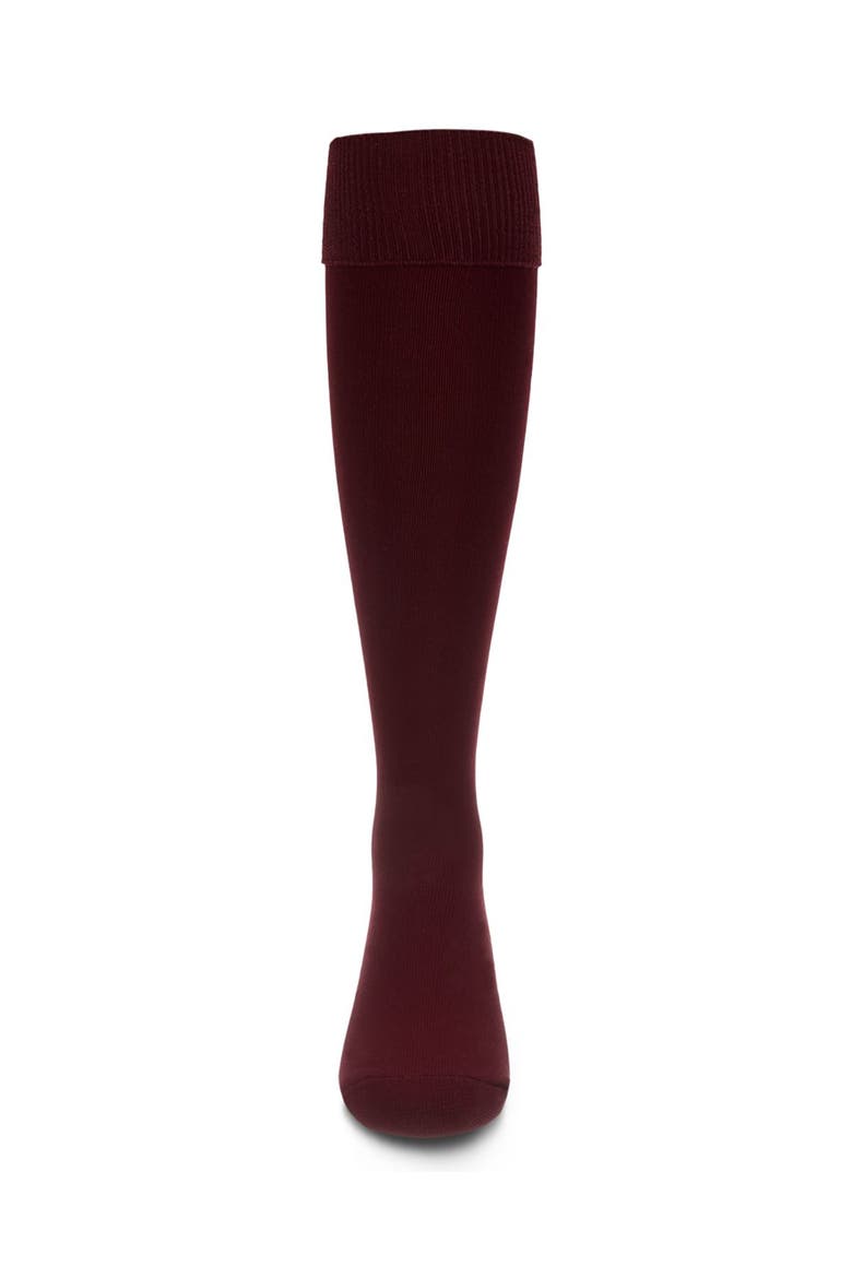 Cuffed Opaque Knee High Socks, Alternate, color, Dark Maroon