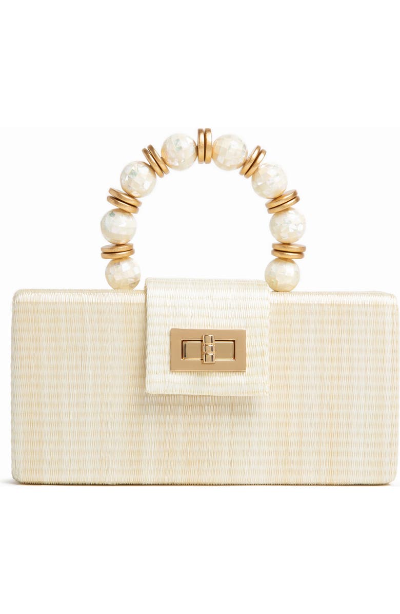 Soli & Sun THE SERENA Clutch with Shell Inlay Bead Handle, Main, color, Cream