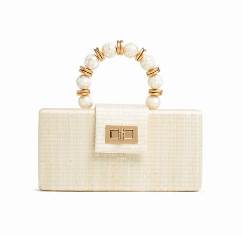 THE SERENA Clutch with Shell Inlay Bead Handle