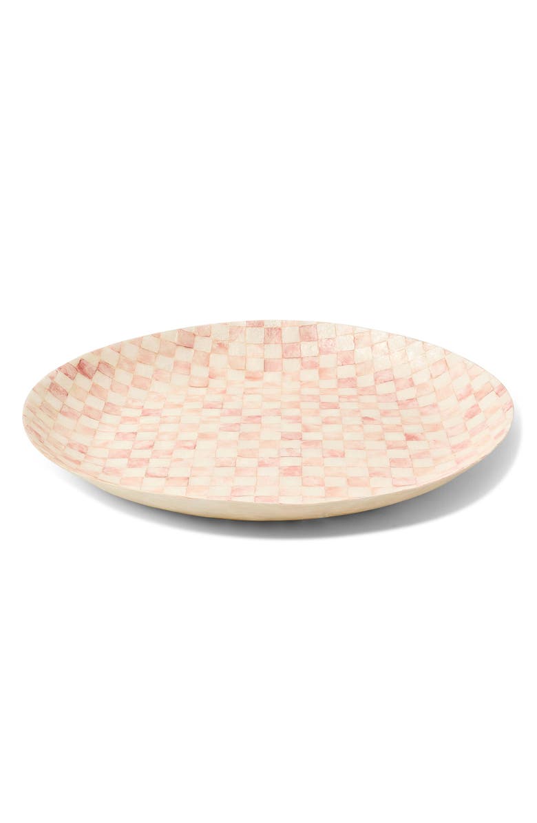 MACKENZIE CHILDS Rosy Check Capiz Decorative Bowl, Main, color, Rosy