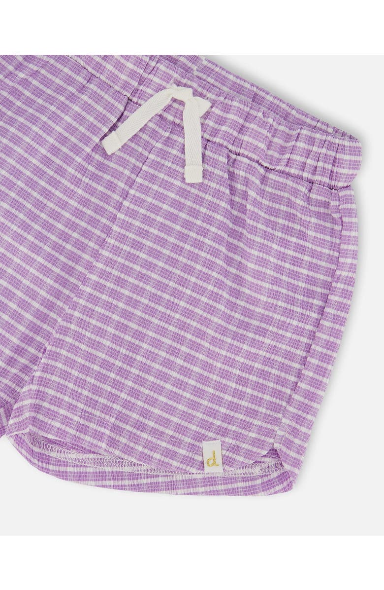 Deux par Deux Girl's Crinkle Short White Checkered Lilac, Alternate, color, 