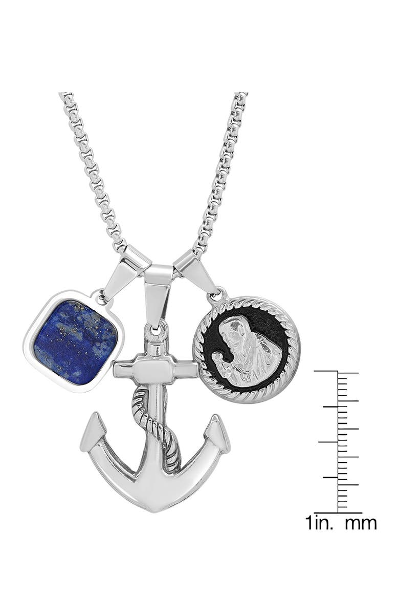 Men's Stainless Steel Anchor Pendant Necklace, Alternate, color, SILVER