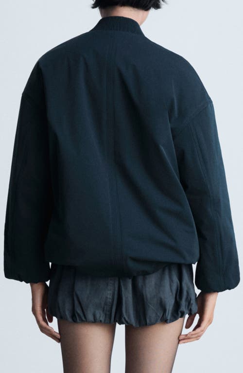 Mango Two-way Zip Bomber Jacket In Dark Navy