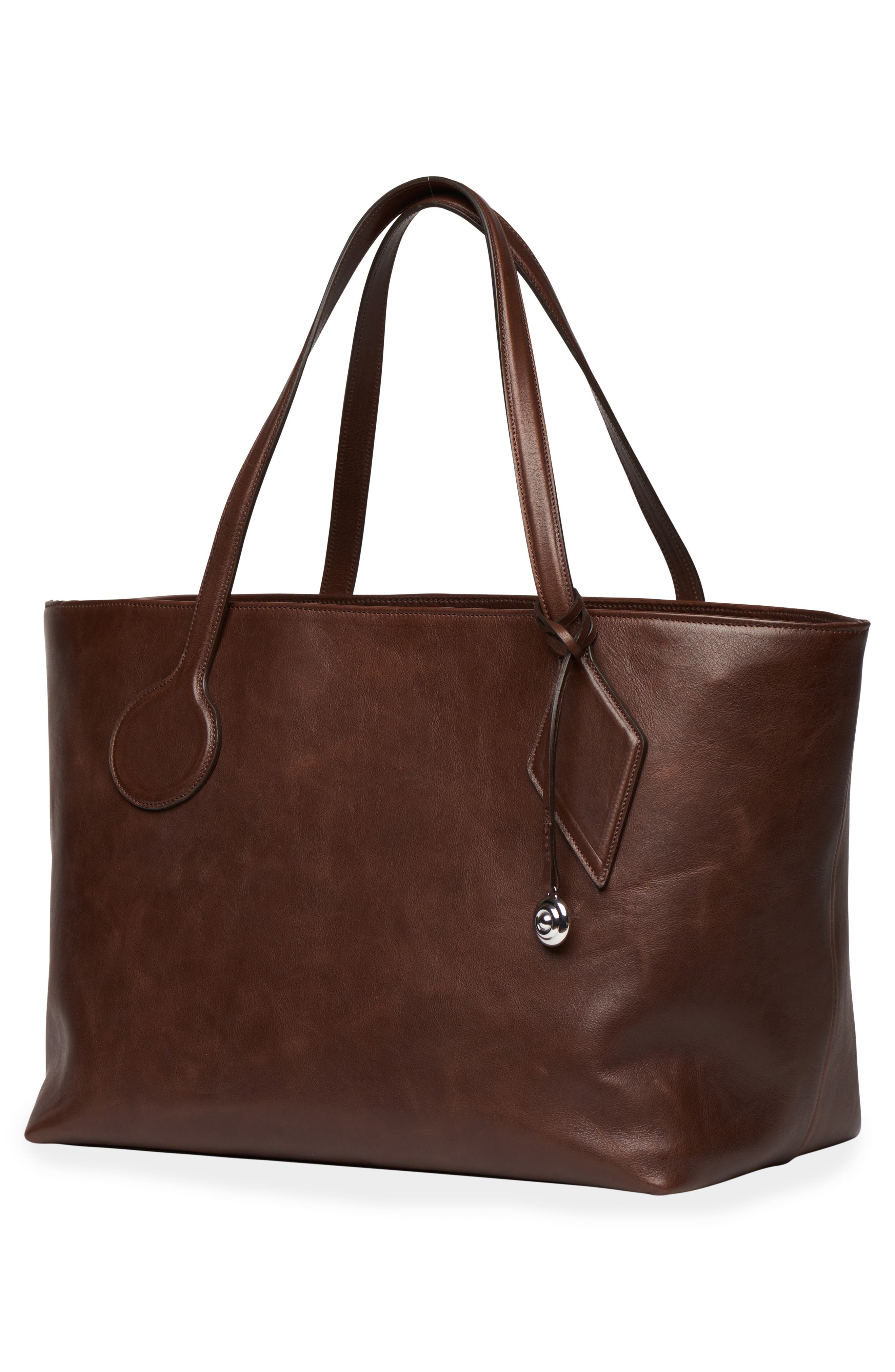 Large Sprout Leather Tote, Alternate, color, DARK BROWN