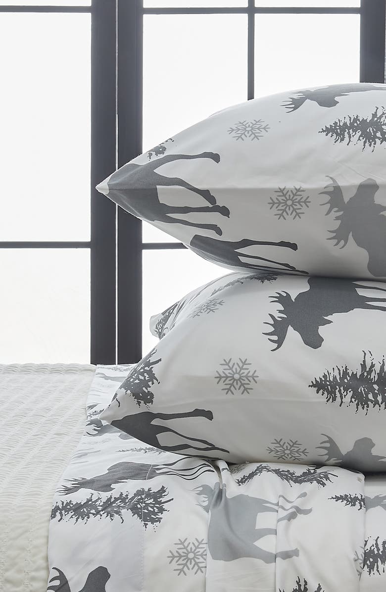 Woven & Weft Lodge Print 4-Piece Microfiber Sheet Set, Alternate, color, Moose