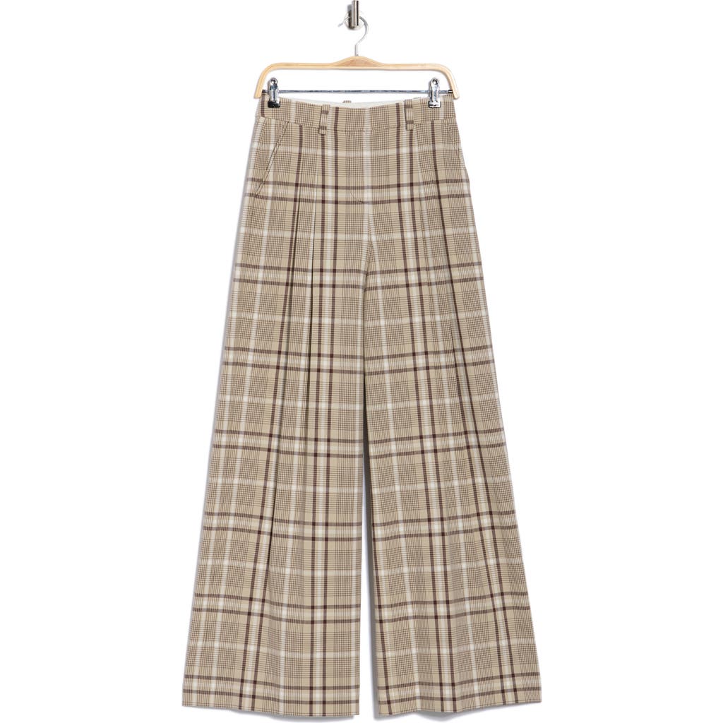Simkhai Leroy Plaid Pleated Wide Leg Pants In Multi
