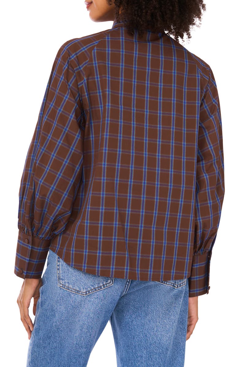 Halogen<sup>®</sup> Plaid Tie Neck Button-Up Shirt, Alternate, color, Chocolate Lab