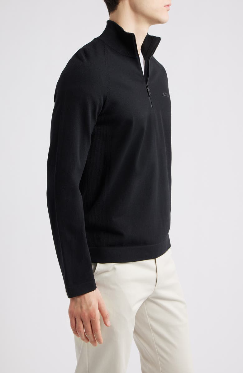 BOSS Seamless Tech Quarter Zip Stretch Sweatshirt, Alternate, color, Black