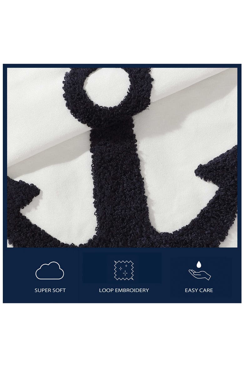 Anchor Loop Cotton Decorative Pillow, Alternate, color, DARK BLUE/ WHITE