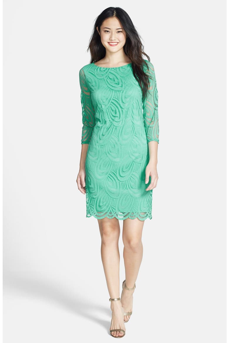 Lace Shift Dress, Main, color, GREEN