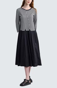 LUUKAA Avenia Mixed-Media Striped Dress