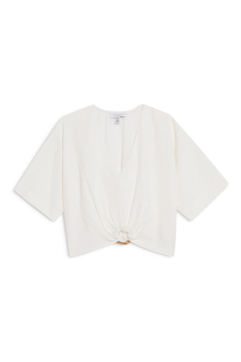 Laundered Buckle Detail Crop Blouse, Alternate, color, IVORY