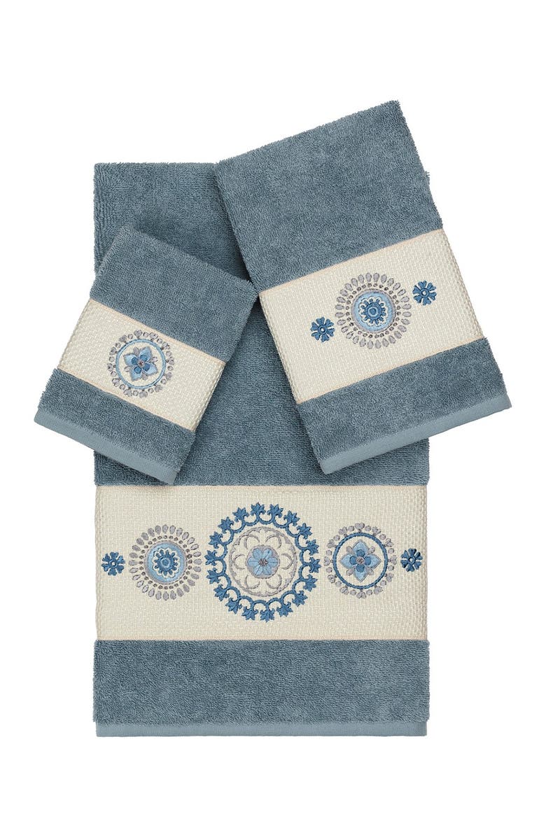 Linum Home Textiles Isabelle 3-Piece Embellished Towel Set - Teal, Main, color, Teal