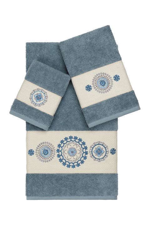 Isabelle 3-Piece Embellished Towel Set - Teal
