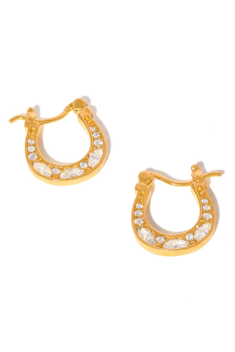 Horseshoe Huggie Hoop Earrings, Main, color, GOLD