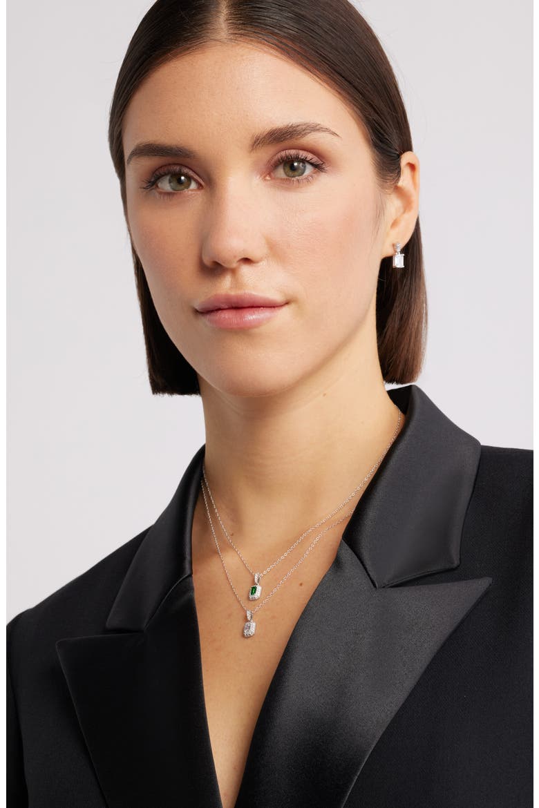 Cubic Zirconia Pendant Necklace, Alternate, color, PLATINUM PLATED