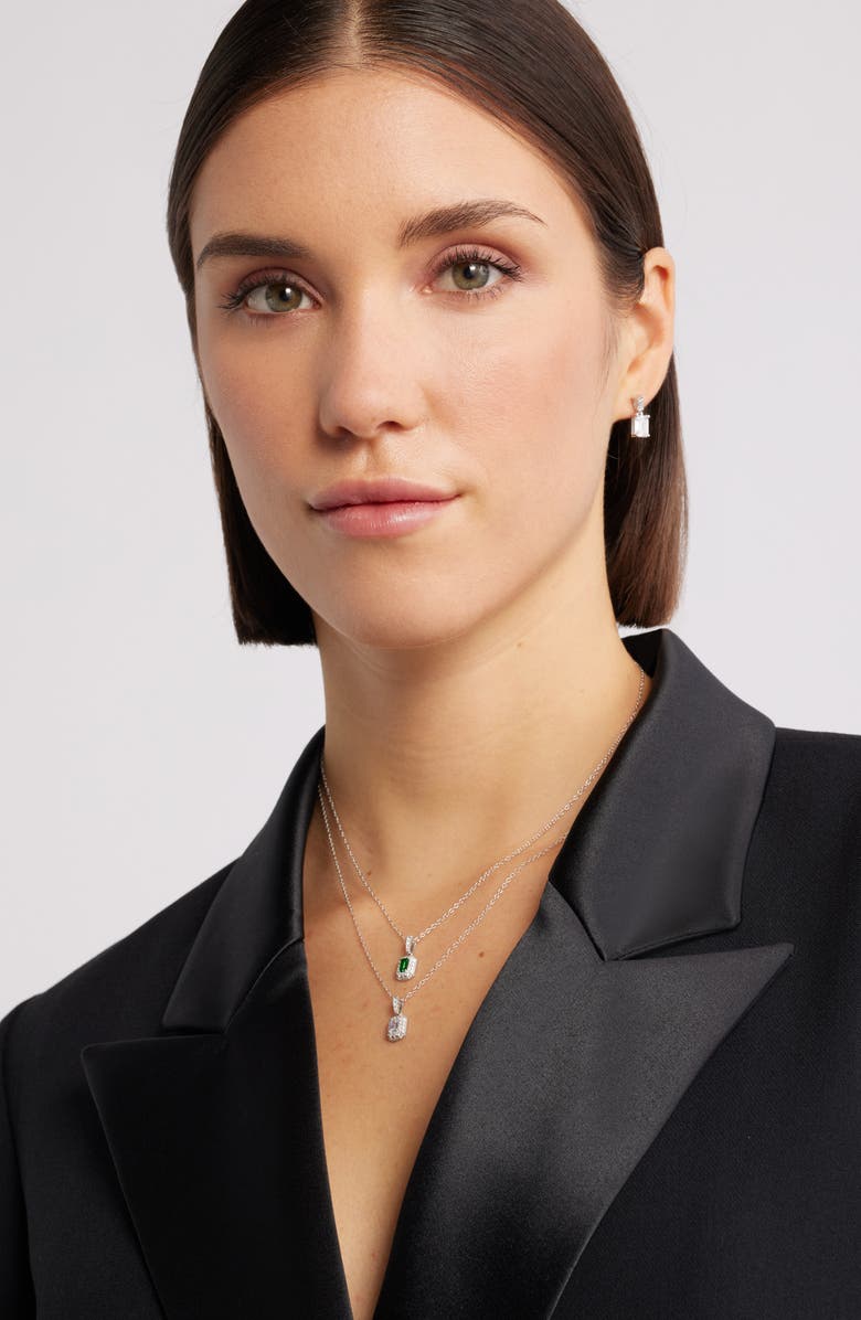 Nordstrom Cubic Zirconia Pendant Necklace, Alternate, color, Platinum Plated