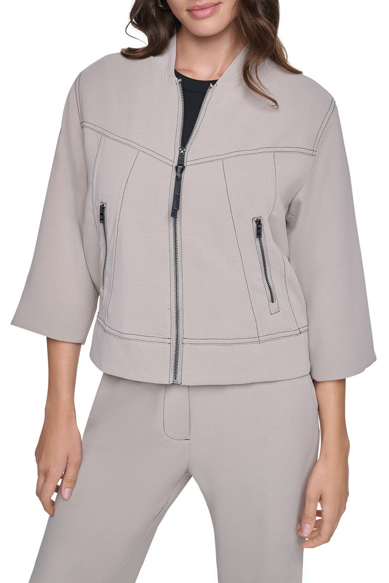 Contrast Stitch Jacket, Main, color, PUTTY
