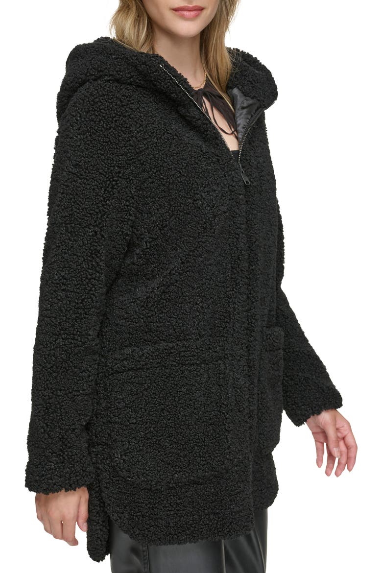 Seneca Faux Shearling Hooded Jacket, Alternate, color, BLACK