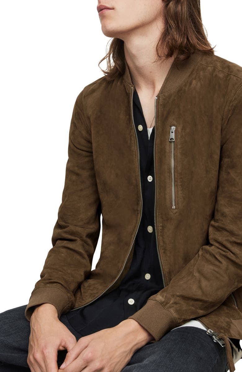 AllSaints Kemble Suede Bomber Jacket, Alternate, color, 
