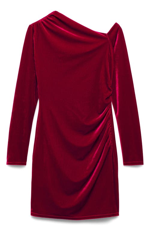 MANGO MANGO ASYMMETRIC LONG SLEEVE VELVET MINIDRESS 