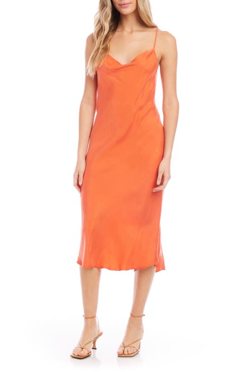 Cowl Neck Bias Cut Midi Slipdress