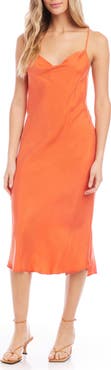 FIFTEEN TWENTY Cowl Neck Bias Cut Midi Slipdress