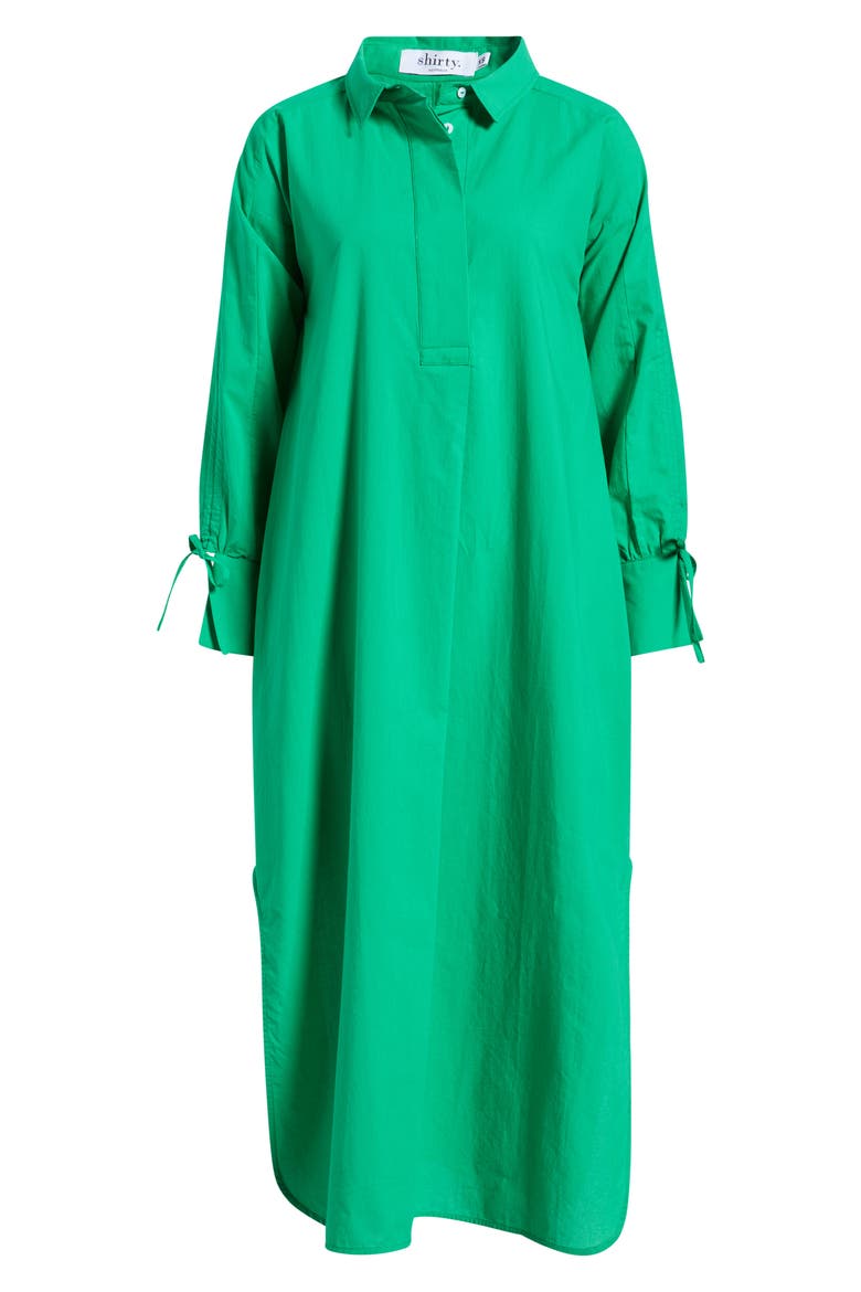 Gathered Long Sleeve Cotton Maxi Dress, Alternate, color, BRIGHT GREEN