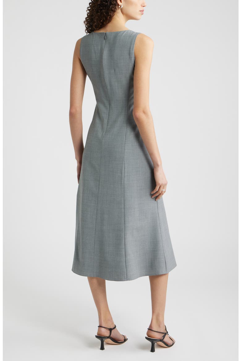 Square Neck Sleeveless Wool Blend Midi Dress, Alternate, color, GREY HEATHER