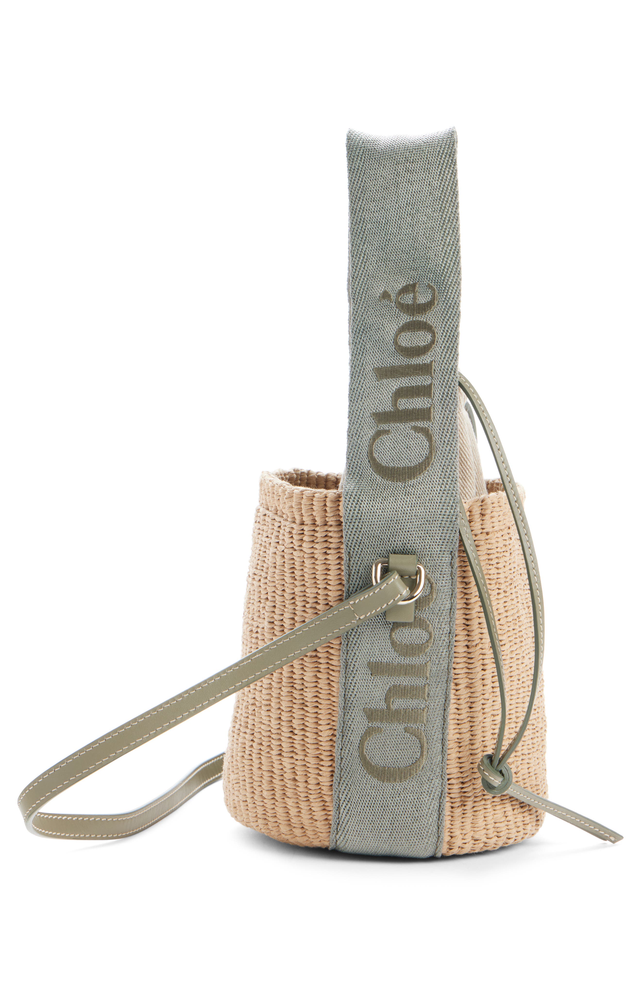 Chloé Small Woody Basket Bucket Bag, Alternate, color, Aloe Green