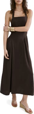 MANGO Double Gazue Halter Maxi Dress