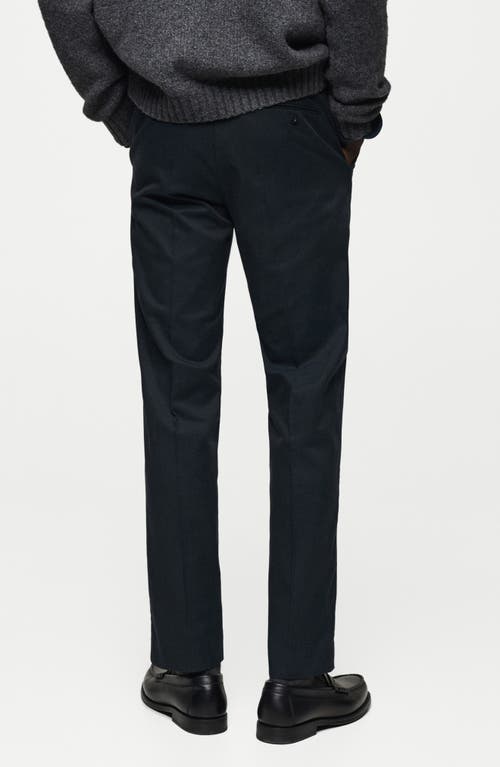 Mango Regular Fit Flat Front Twill Chinos In Blue